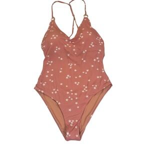 NEW WET Swimwear‎ Rose Stars One Piece Swimsuit Womens L Pink Star Print Ruched